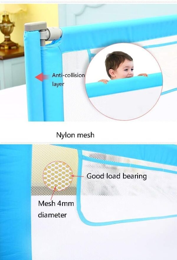 KISYHOLG Sturdy Bed Rail With Storage Bag, Extra Long Mesh Crib Rail For Toddlers, Vertical Lifting Infants Safety Guardrail - Image 5