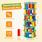 Coogam Wooden Leaning Tower Game - Tumbling Block Toppling Timber Stacking Tower Toy Games Gift for Kids - Image 6