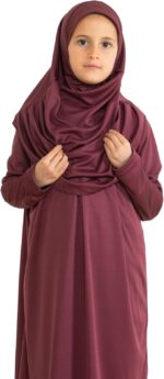 Prien Kids Prayer Dress Muslim Clothes for Girls Long Sleeve Abaya with Hijab Two Piece Maxi Islamic Set Scarf Kaftan Jilbab - Image 5