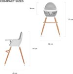 Kinderkraft Fini 2-in-1 High Chair, Baby Chair, Combination High Chair, Wooden Legs, Seat Belts, Footrest, Double Tray, from 6 Months to 5 Years, 5 Point Straps, Grey - Image 8