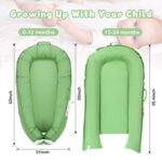 Baby Lounger for Newborn, Infant Lounger for 0-24 Months, Co Sleeper for Girls Boys, 100% Cotton Soft Adjustable Baby Floor Seat for Travel, Portable Baby Nest Lounger(Light Green) - Image 4