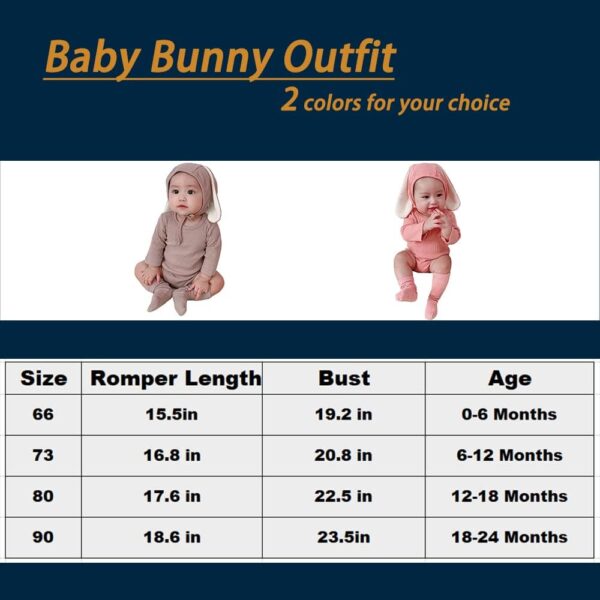 Baby Bunny Outfit Baby Boys Girls Easter Outfits Bodysuit Romper with 3D Bunny Ear Hat 0-24 Months - Image 7