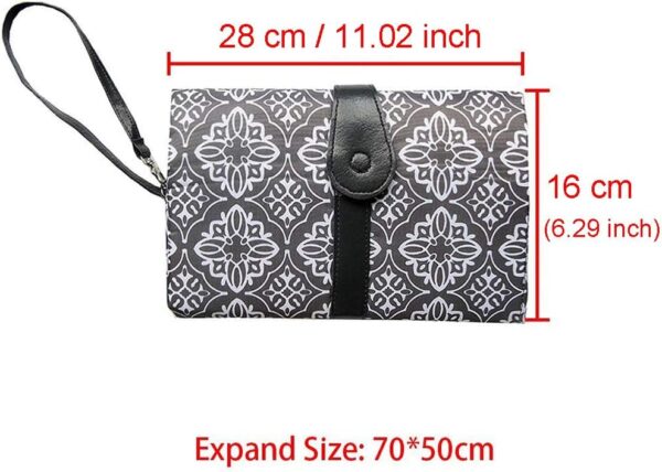 G-Tree Baby Changing Mat, Portable Diaper Changing Pad, Diaper Bag Mat, Foldable Travel Changing Station Stroller Strap, Carry Handle, Pockets for Wipes for Infants Newborns Grey - Image 2