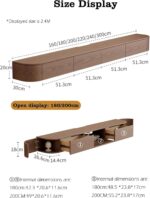 Floating TV Unit，The TV stand cabinet with LED lights, wall-mounted TV console with side cabinets and 2 drawers, entertainment media center, and large storage shelf under the TV(180*20*30cm) - Image 6