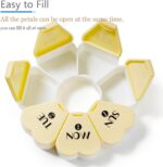 MOLN HYMY Cute Weekly Pill Box 7 Day, Round Floral Pill Case Organizer 1 time a Day, Pill Container Once Daily, Large Medcine Dispenser for Vitamin/Fish Oil/Medication/Supplements (Yellow) - Image 2