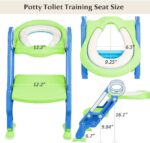 KATARUS Potty Training Toilet Seat with Step Stool Ladder for kids and baby Adjustable Toddler Toilet Training Seat with Soft Not-Cold Padded Seat Safe Handles and Non-Slip Wide Steps, Blue-Green - Image 2