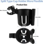 Filltown Stroller Cup Holder with Cell Phone Holder, 360° Adjustable Universal Drink Coffee Baby Bottle Cup Holder for Stroller, Baby Stroller, Pram, Bike, Wheelchair, Walker (Black) - Image 2
