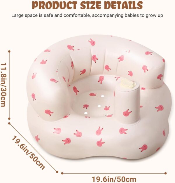 Winuoyang Inflatable Baby Seat, Inflatable Baby Chair for Babies 3-36 Months Built in Air Pump Portable Baby Support Seat Baby Sitting Support Summer Toddler Shower Chair Floor Seat (Rabbit) - Image 4