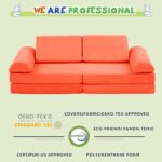 jela Kids Couch Large, Floor Sofa Modular Funiture for Kids Adults, Playhouse Play Set for Toddlers Babies, Modular Foam Play Couch Indoor Outdoor (56.7"x28.3"x17.3", Coral) - Image 8