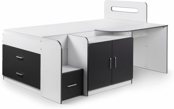 Julian Bowen Cookie Cabin Bed , White/Charcoal, Single - Image 3
