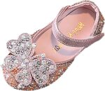 IQYU Baby Pearl Rhinestone Shiny Princess Shoes Evening Shoes Single Shoes Festive Dress Shoes School Shoes Toddler Girls Glitter Princess Heel Shoes Performance Dance Shoes
