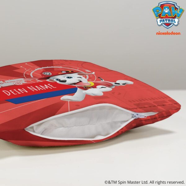 PICANOVA – PAW Patrol Marshall Cushion with Name 30x30 cm – Kids' Personalized Cushion – Decorative Pillow with Filling and Pillowcase – Throw Pillow with Name – Children's Cushion with Dog Cartoon - Image 4