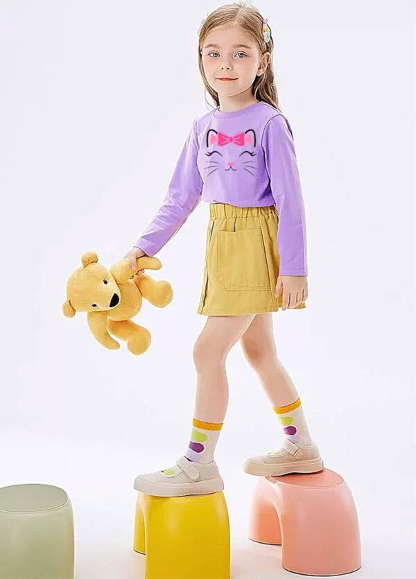 TCWWBB Girls Toddler Long Sleeve T-Shirt Kids Dinosaur Mermaid Princess Cute Cat Tops Baby Little Girls 100% Soft Cotton Fox Cute Jellyfish Crewneck Shirts Tee Outfits Clothes for Age 1-7 Years Old - Image 3