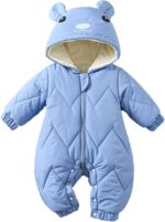 Baby Bear Suit Newborn Winter Coat Warm Hooded Jumpsuit for Boys Girls 2 3 Month Baby Boy Baby Boy Thermal Jumpsuit Footless Pajamas Baby Boy Snap