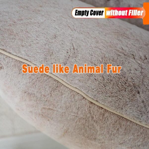 Bean Bag Chair Plush Animal Bean Bag Cover No Filler Soft Plush Fur Recliner Animal Pattern Fur Single Chair Kids Adults Beanbag Chair Lazy Armchair Couch Floor Seating Living(Lotus Gray) - Image 5