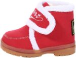 Forever Young Kids Girls Boys Shoes Winter Boots Faux Fur Red Ankle Boots with Velcro Fastening Infant Sizes - Image 4