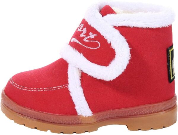 Forever Young Kids Girls Boys Shoes Winter Boots Faux Fur Red Ankle Boots with Velcro Fastening Infant Sizes - Image 4