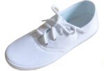Kids Lace up Sneakers Athletic Running Tennis Sport Shoes Light Weight Slip on White