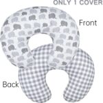Winmany Baby Nursing Pillow Cover Infant Removable Breastfeeding Pillow Cover Cute Pattern Newborn Nursing Pillowcase Slipcovers Cushion Cover for Girls Boys 22.5 x 18 (Gray Elephant) - Image 2