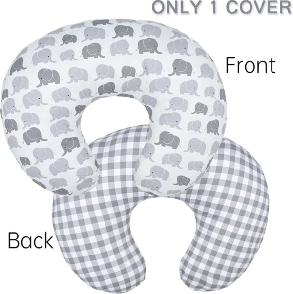 Winmany Baby Nursing Pillow Cover Infant Removable Breastfeeding Pillow Cover Cute Pattern Newborn Nursing Pillowcase Slipcovers Cushion Cover for Girls Boys 22.5 x 18 (Gray Elephant) - Image 2