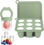 WeSweet Fruit Feeder for Baby - Silicone Baby Fruit Food Feeder- Breastmilk Popsicle Freezer Molds for Baby Teething & Infant Self Feeding Ideal Mum to Be Gifts (Cat Green)
