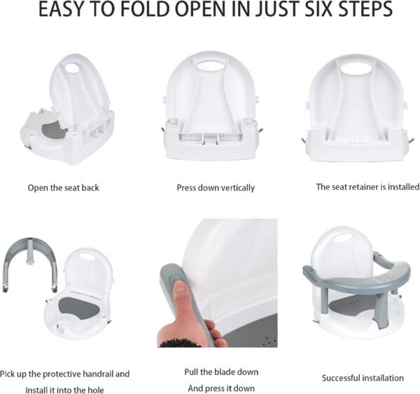 Bath Seats for Babies Sitting Up, Baby Bath Seat Foldable Non-Slip Children's Bath Chair PP Sit-Up Baby BathingChair for 6-18 Months Babies - Image 7