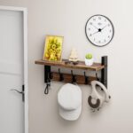 VITVITI Coat Rack Wall Mount with Shelf,Wood Entryway Coat Hanger with 5 Metal Hooks,Farmhouse Hat Coat Rack for Wall Living Room/Bathroom/Kitchen,Rustic Brwon - Image 3