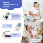 Mobiclinic®, High Chair, 2 in 1, Adjustable Height, Baby Highchair, Double Tray, Baby and Toddler Chair, 5-Point Safety Harness, Removable Wheels, Up to 35 kg, Forest, Storage Basket, 360º Wheels - Image 5