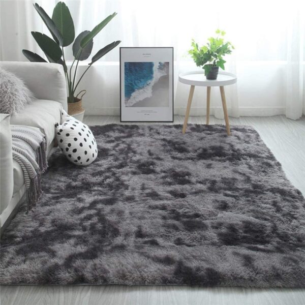 Tinyboy-hbq Area Rugs Large Living Room Rug Soft Bedroom Carpet Anti Slip Fluffy Rugs Shaggy Indoor Nursery Kids Rug Mat Soft Floor Mat Furry Plush Rug for Home Decor (Black gray, 160 * 200cm) - Image 3