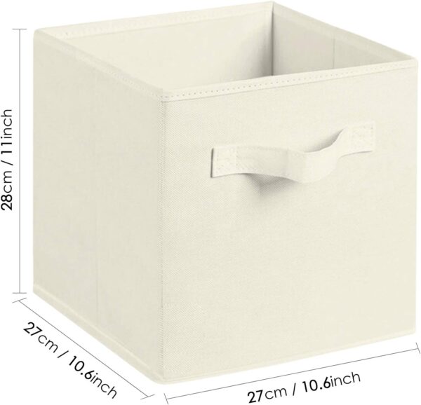 Hibtn Set of 8 Foldable Storage Box, Fabric with Handles Storage Cubes And Cloth Storage Organizer Drawer For Closet And Toys Storage,27 x 27 x 27 cm, Beige - Image 4
