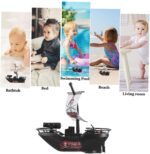 2pcs Baby Bath Toys Pirate Boat Wind Up Floating Bath Toys Bathtub Plastic Toy Boat Swimming Pool Water Toys for Party Favors Toddler Kids Black - Image 6