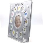ibasenice 12 Months Baby Photo Frame Personalized Baby 1 Year Picture Frame Home Decor 30x25cm Silver - Image 2