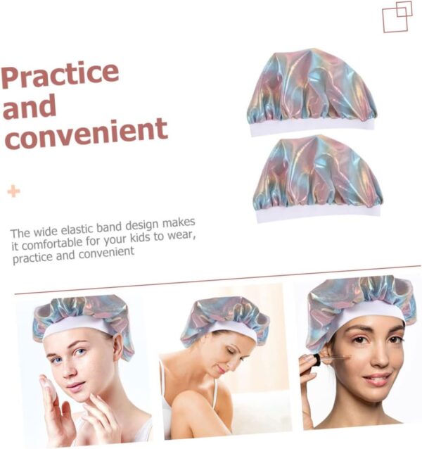 FRCOLOR 6 Pcs Baby Shower Cap Hair Care Caps Night Bonnet Breathable Satin Silk Sleeping Cap Shower Caps Sleep Caps Pink Polyester Child Round Cap - Image 3