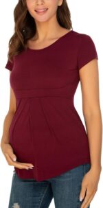 Love2Mi Maternity Top Short Sleeve Pregnancy T-Shirt Summer Tunic - Image 3