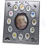 ibasenice 12 Months Baby Photo Frame Personalized Baby 1 Year Picture Frame Home Decor 30x25cm Silver - Image 5