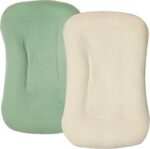 Muslin Baby Lounger Cover 2 Pack, Organic Cotton Removable Slipcover for Newborn,Baby Padded Lounger Infant Floor Seat Cover for Boys Girls
