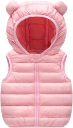 Boys Gilet Hooded Puffer Vest Newborn Baby Girl Jackets Toddler Infant Baby Warm Autumn Winter Zipper up Sleeveless Waistcoat Clothes Windproof Padded Warm Coat Outwear