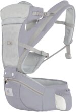 Treer Baby Carrier with Hip Seat for Newborn to Toddler, Adjustable Size for Men and Women, Suit Front and Back, Ergonomic Design 360° Safety Protect, Lightweight Breathable (Gray)