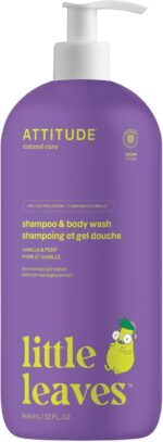 ATTITUDE Shampoo and Body Wash for Kids, EWG Verified Hair and Body Cleanser, Dermatologically Tested Soap, Plant and Mineral Based Bath Products, Vegan, Vanilla and Pear, 946 mL