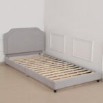 DGBAOBEI Velvet Wooden Kids Bed, Single Children Bed Frame with Headboard and Footboard, Solid Wood Toddler Bed for Child(Grey) - Image 8