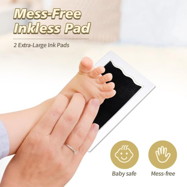 Nabance Baby Hand and Footprint Kit Inkless Hand Print & Footprint Kit with 2 Jungle Animals Pattern Photo Frame 2 Large Ink Pad 4 Cute Clips 4 Imprint Cards Mess Free Ink Pad Family Keepsake - Image 5