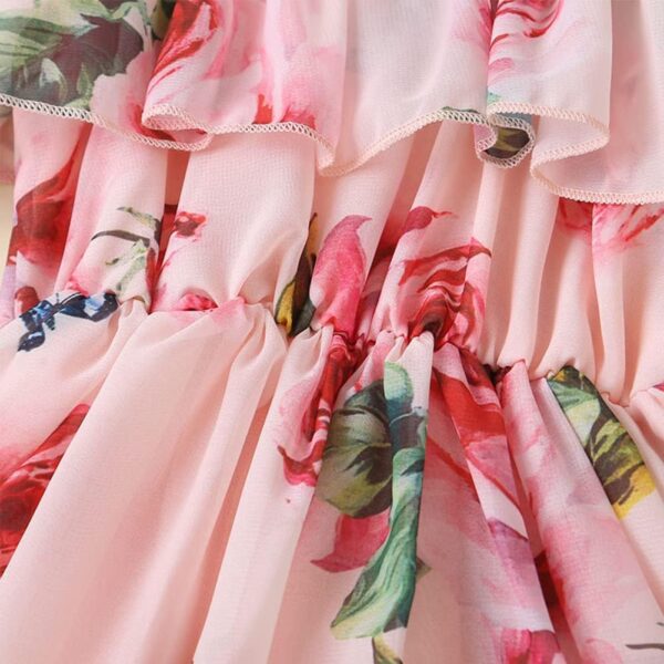 PythJooh Baby Girl Summer Off-Shoulder Flower Dress Toddler Girl Chiffon Floral Princess Dresses for 6Months to 5Years - Image 6