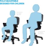 Ergonomic Kids Desk Chair with Footrest, Height Adjustable Seat, Comfortable Cushion Study Computer Task Chair, Smooth Rolling Wheels for Student and Children, Piano Black - Image 7