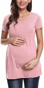 Trailrest Women's Care Tops Maternity Shirts Maternity Care Tops Short Sleeve Nursing Clothing Women's Top Black, pink, S