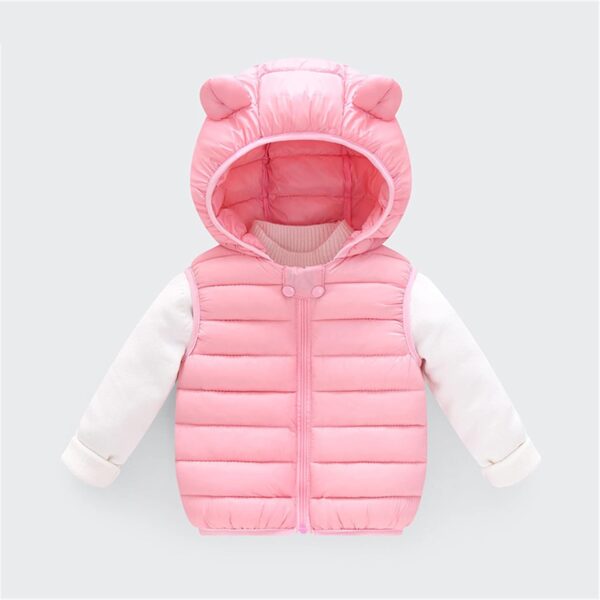 Boys Gilet Hooded Puffer Vest Newborn Baby Girl Jackets Toddler Infant Baby Warm Autumn Winter Zipper up Sleeveless Waistcoat Clothes Windproof Padded Warm Coat Outwear - Image 3
