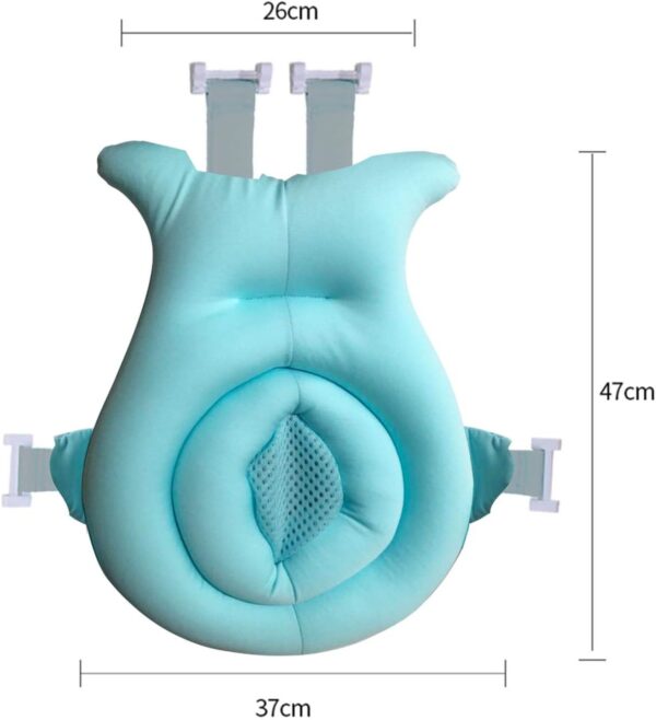 Baby Bath Seat 6 Months Plus, Baby Bath Support Net Adjustable Non-Slip, Baby Bath Mat Stuffed Mat, Baby Bath Pillow Cushion Bath Seat Support Pad for 0-12 Month - Blue - Image 4