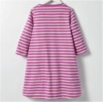 Dotbuy Baby Little Girl Striped Dresses, Long Sleeve Casual Cotton Cartoon Applique Strip Print Shirt Party Special Occasion Dress - Image 3