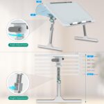 Zapuno Laptop Bed Desk, Height & Angle Adjustable Laptop Bed Tray Table Laptop Bed Stand with Tablet & Phone Slot, Light Weight Foldable Portable Lap Desk for Couch Chair Floor Desk for Adults, Kids - Image 3