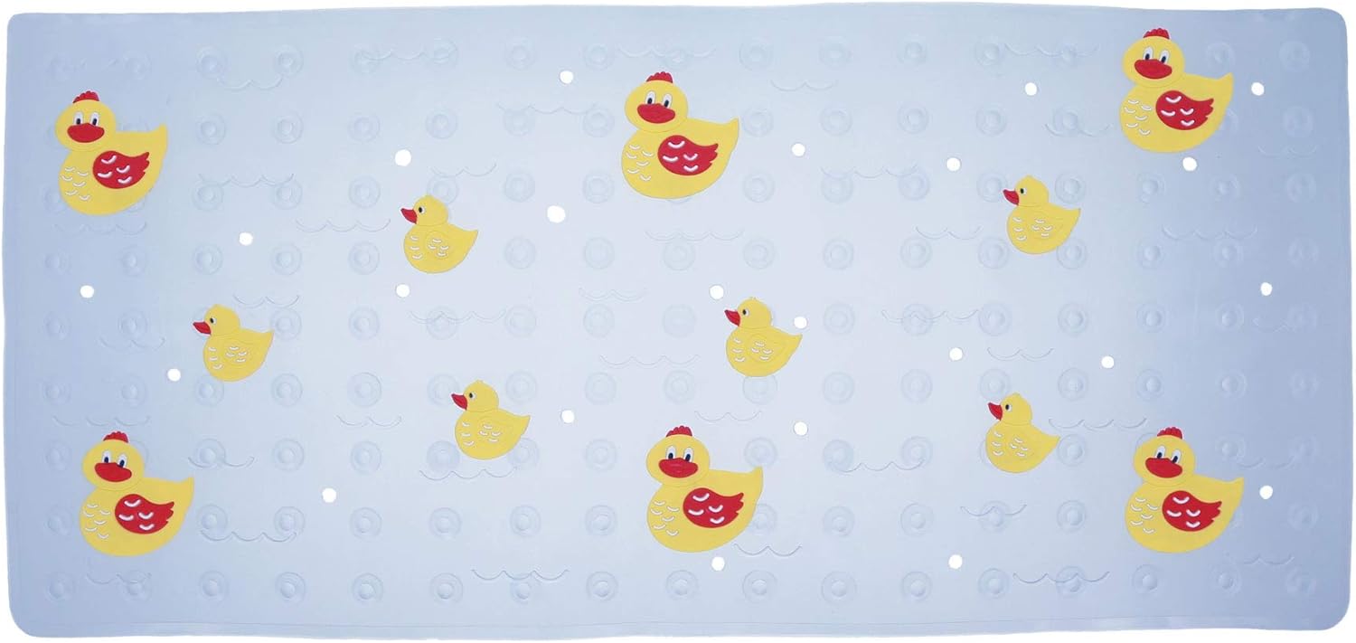 61jDeadVuoL._AC_SL1500_.jpg aztex Non-Slip Ducky Design Bath Mat, Non-Slip Kids Bath Mat with suction cups, Bath mat for toddlers and babies, Printed Bathtub mat, PVC bath mat, 72cm x 35cm - Image 1