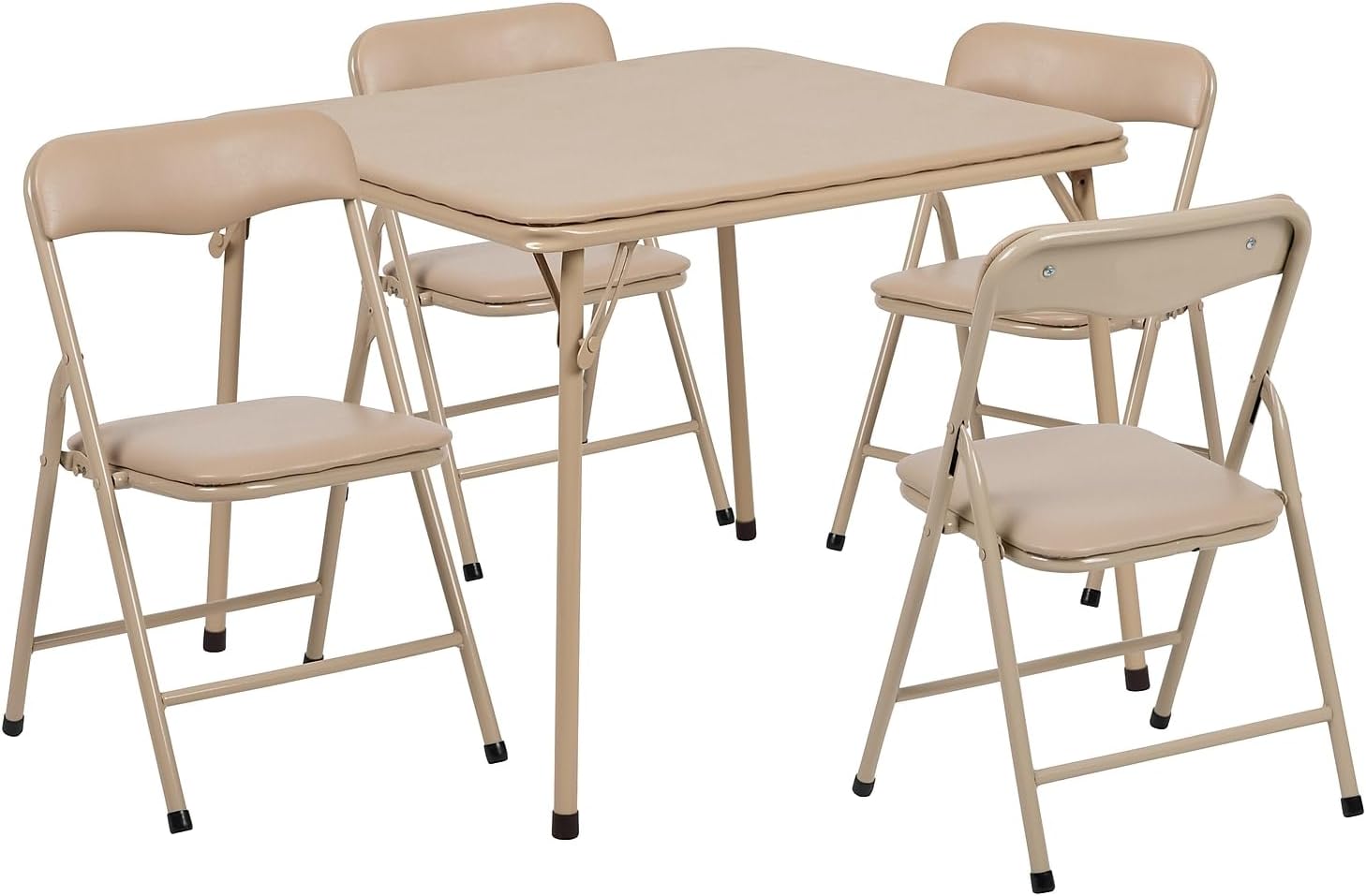 61jKD9m83ML._AC_SL1500_.jpg Flash Furniture Mindy Kids 5-Piece Folding Square Table and Chairs Set for Daycare and Classrooms, Children's Activity Table and Chairs Set, Tan - Image 1